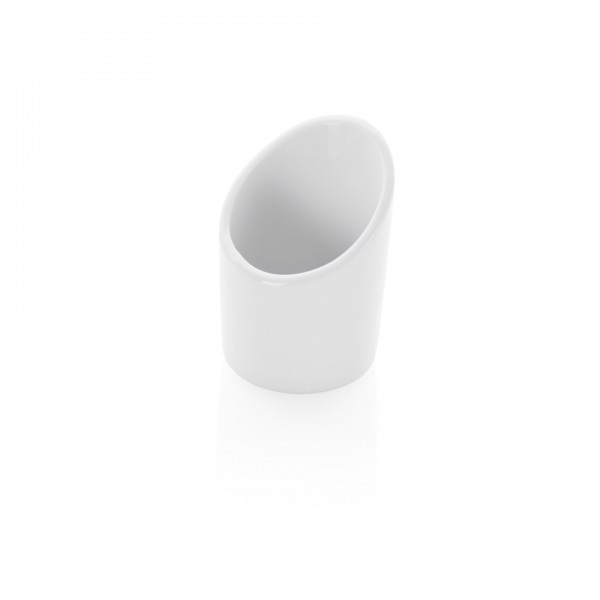 Mini-Topf - Porzellan - weiß - schräg, rund